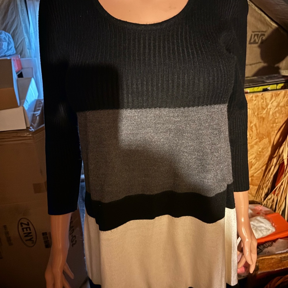 Women’s Elegant Long Sleeve Colorblock Dress Size PM